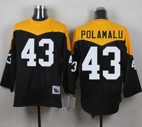 Mitchell And Ness 1967 Steelers #43 Troy Polamalu Black/Yelllow Throwback Men's Stitched NFL Jersey